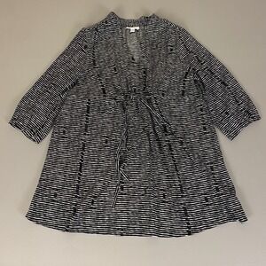 Liz Lange Maternity Dress Women's XL Black White Striped Tie Waist‎ 3/4 Sleeve